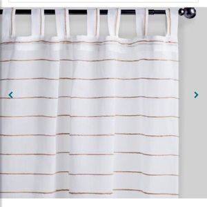 World Market White/Jute Striped Sahaj Curtains